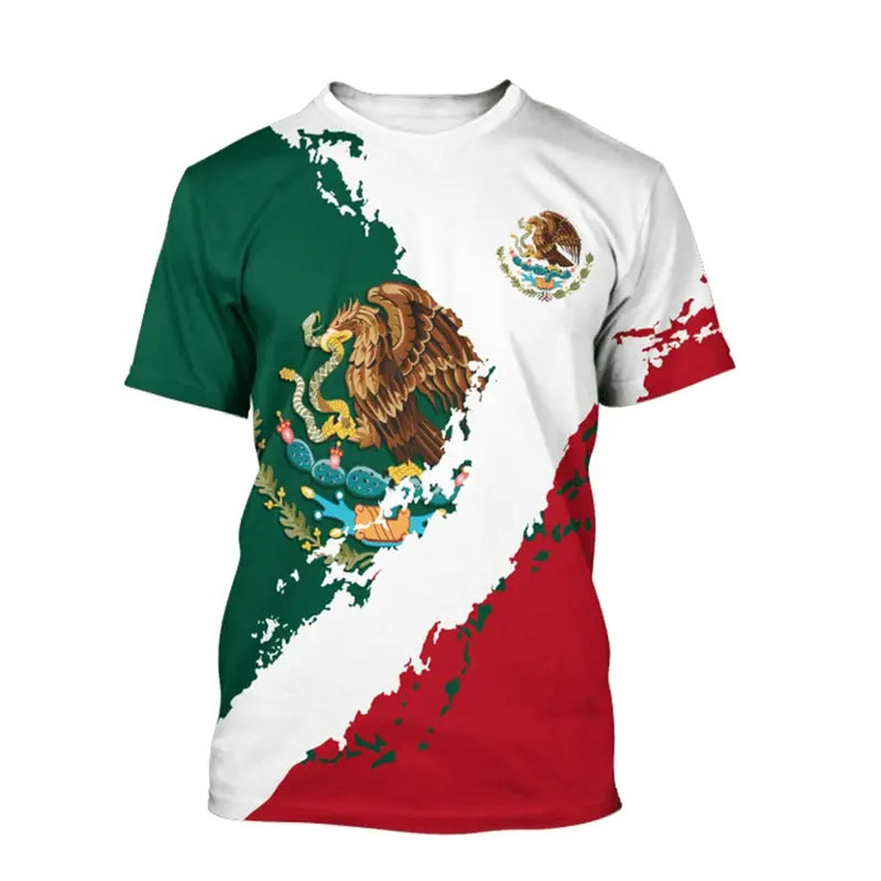 Mexico T-Shirts Mexican Flag 3D Print Streetwear Men Women Casual Fashion Oversized Short Sleeve T Shirt Male Tees Tops Clothing