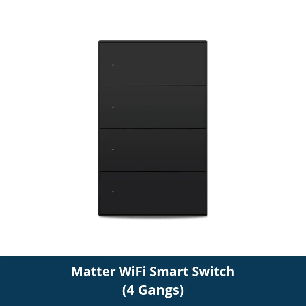 Matter Over WiFi US Smart Wall Light Switch 1 2 3 4 6 Gangs with Black Button Neutral Required Homekit SmartThings App Control
