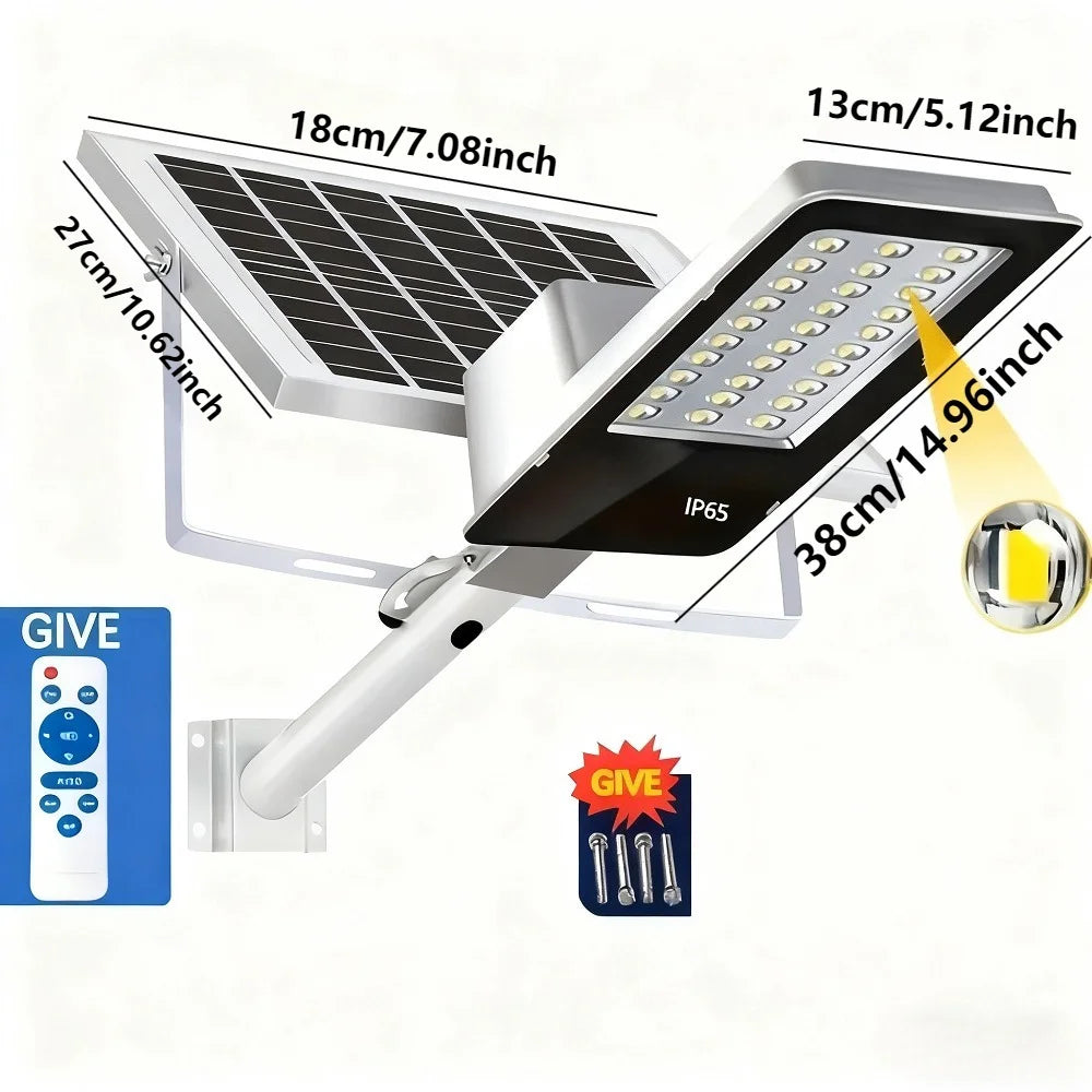 Solar street light Waterproof LED 6500k Solar Light Backyard Street Lamps with remoto control garden Security Flood Lighting