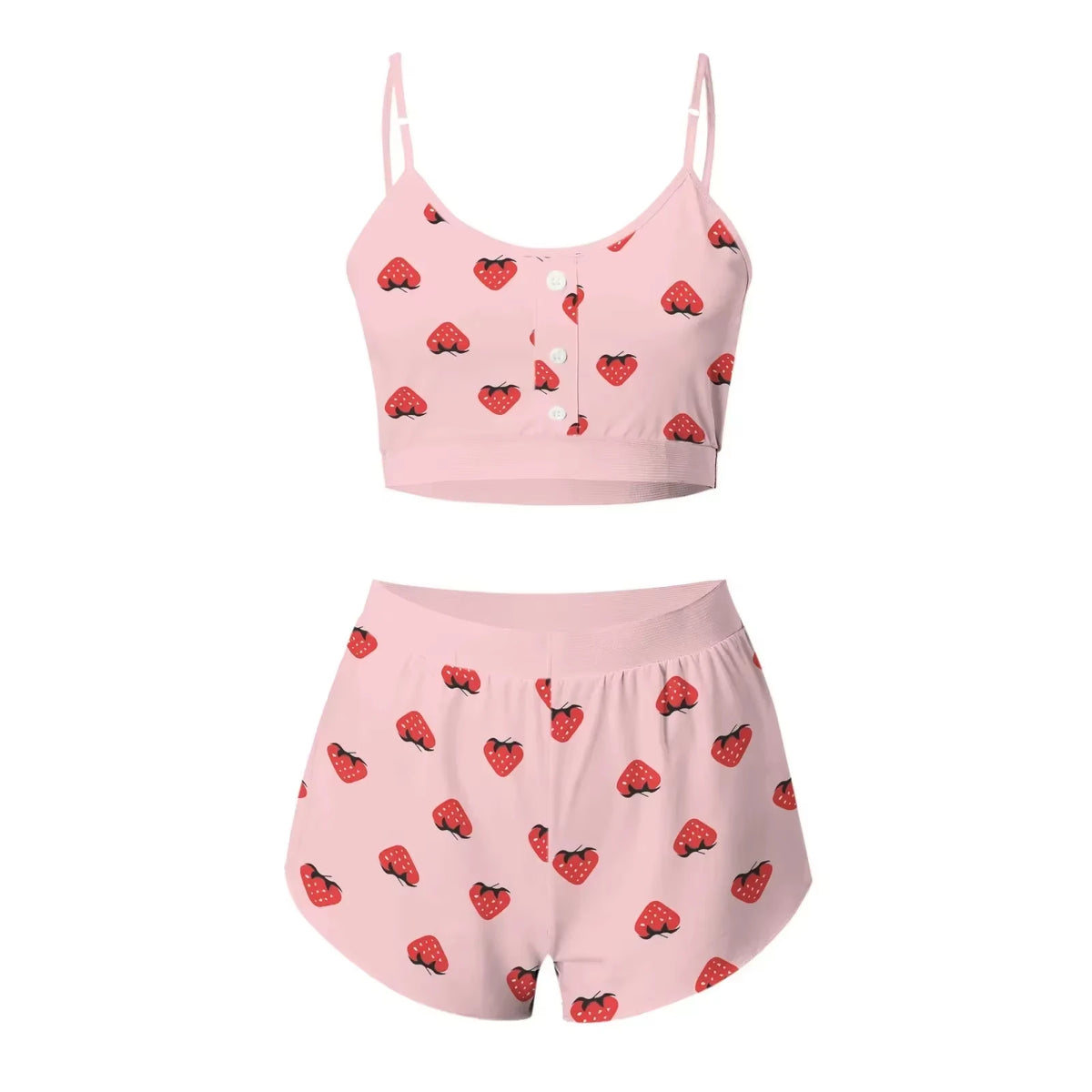 2025 New Women Sleepwear Lips Butterfly Print Home Suspended Pajamas Set Vest Bra Top Short Nightwear Lingerie Women's Nightgown