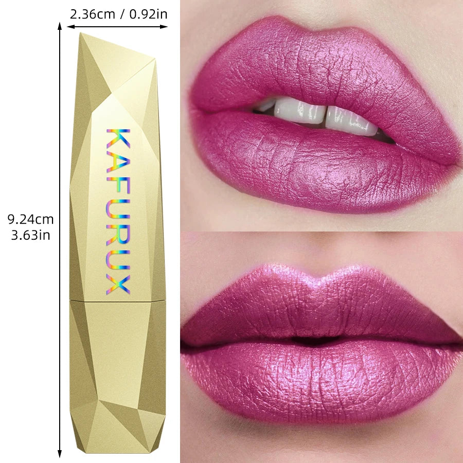 1 PC Red Metallic Lipstick Longlasting Glitter Lip Glaze Waterproof Moisturize Luminous Liptint Shimmer Shiny Lipgloss Makeup