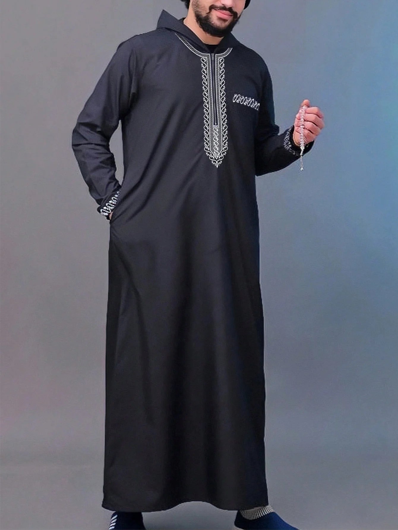 Islam Kaftan Muslim Men Clothing Moroccan Caftan Hand Embroidered Loose and Breathable Djellaba Abaya Thobe for Men Summer 2024