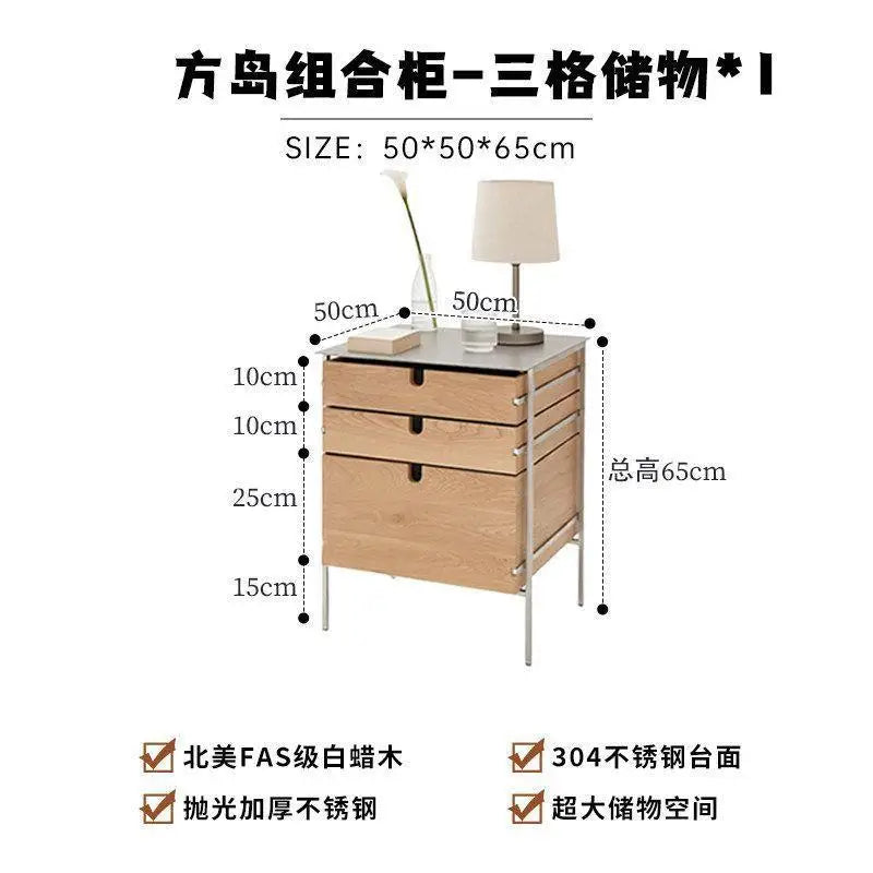 Medieval style living room combination storage cabinet, locker, solid wood household drawer, stainless steel dining side cabinet