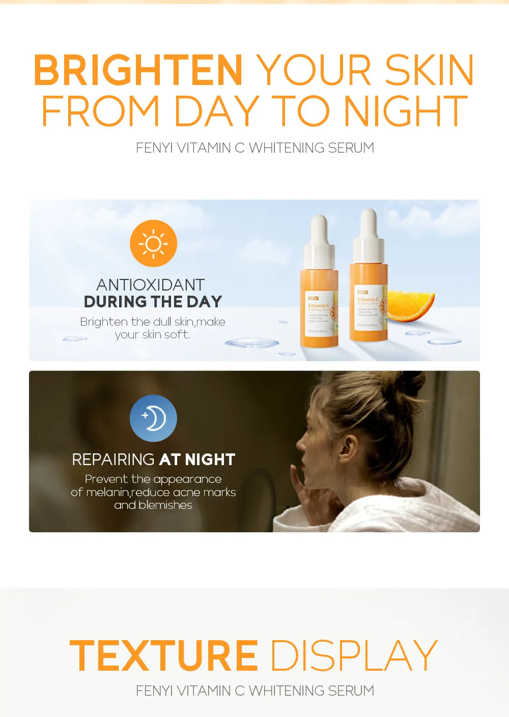 17ml Vitamin C Serum Moisturizing Nourish Skin VC Hyaluronic Acid Face Essence Shrink Pore Face Serum Skin Care Products