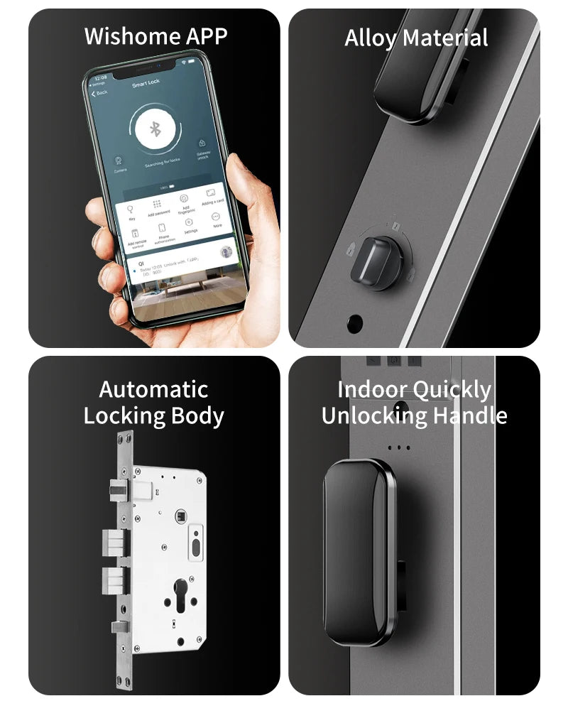 EGFirtor Smart Password Lock 3D Face Recognition Fingerprint IC Card Key Security Home Door Lock With Camera