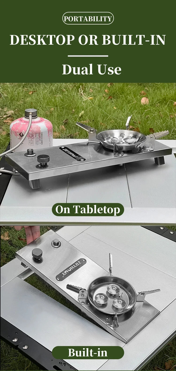 IGT Half-Unit Gas Stove 7200W High Power Stainless Steel IGT Burner Plate Folding Camping Igt Gas Burner BBQ Grill Desktop Stove