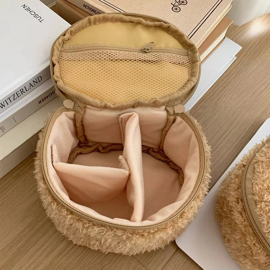 1PCS Cute Plushes Makeup Case Anime Relaxed Bear Cosmetic Bag Women Jewelry Storage Pouch Girl Organizer Handbags Gifts