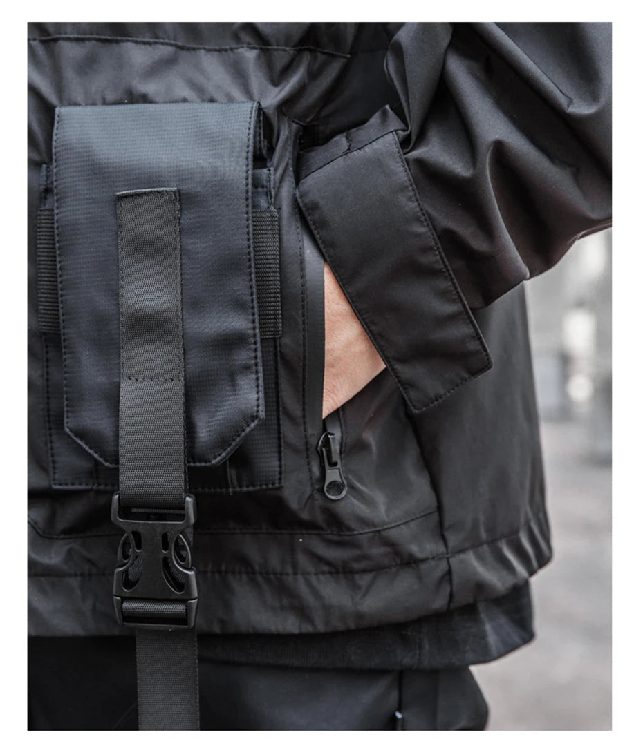 2022 Autumn Tactical Jackets Windbreaker Men Functional Techwear Mens Black Hip Hop Streetwear Waterproof Windproof Hooded Coats