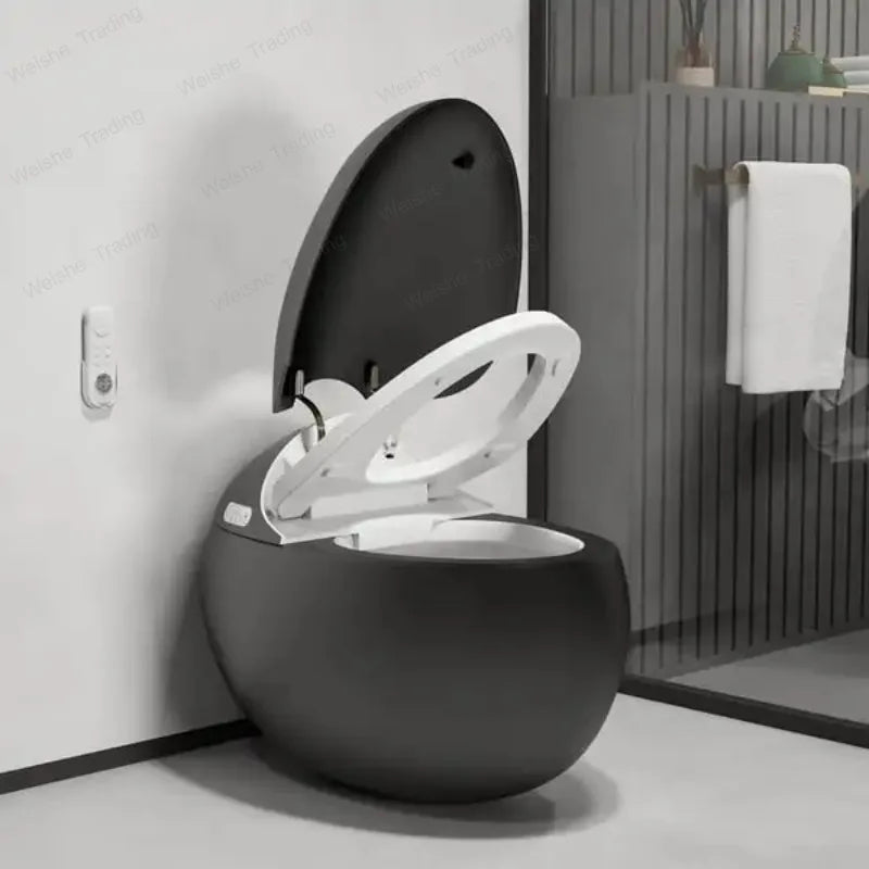 Automatic Matt Grey Color Cute Design Egg Shape 1.28GPF Smart Toilet With Remote Control