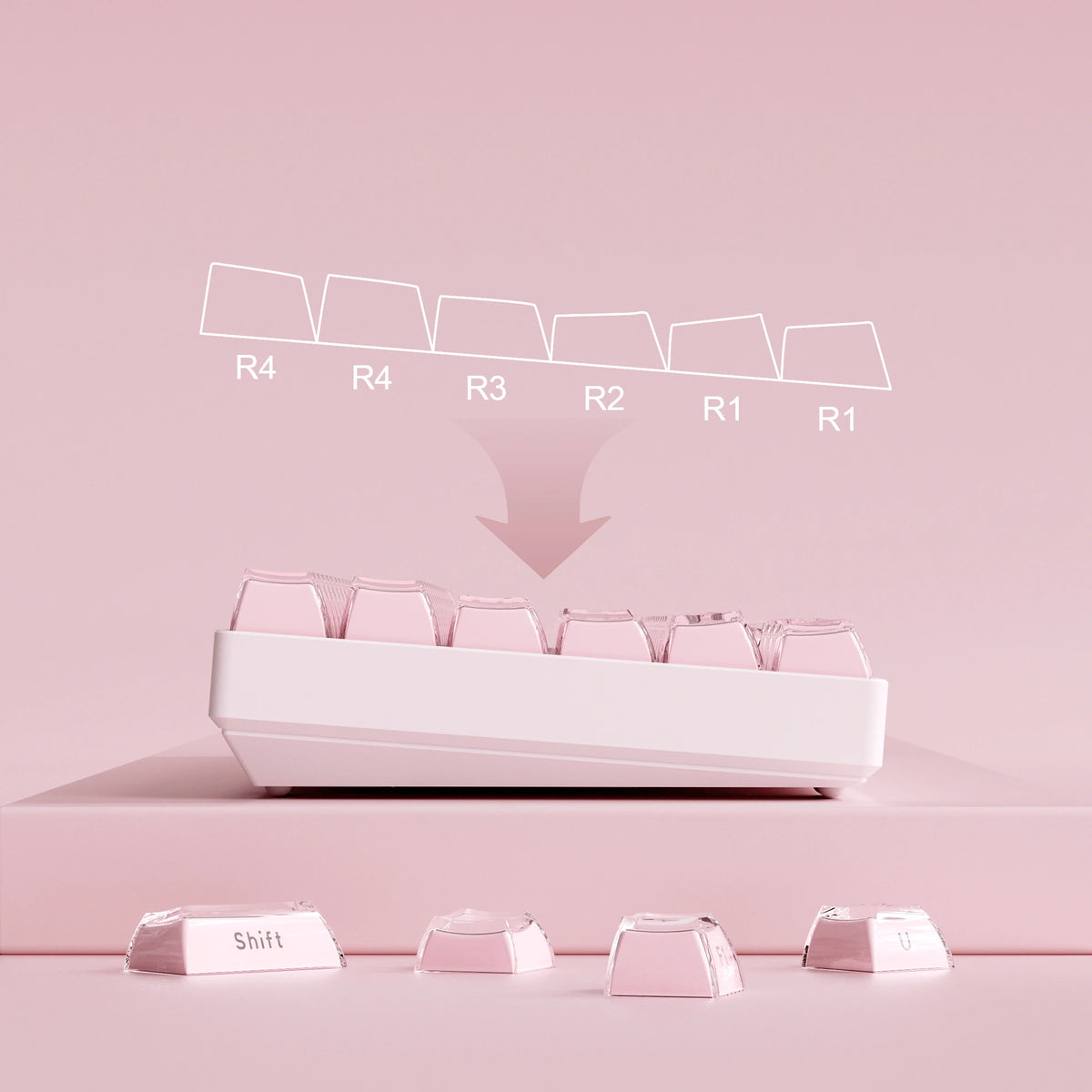 XVX Jelly Crystal Keycaps Side Print Pink/Blue 113keys Double Shote DIY Mechanical Keyboard OEM Profile Translucent Keycaps