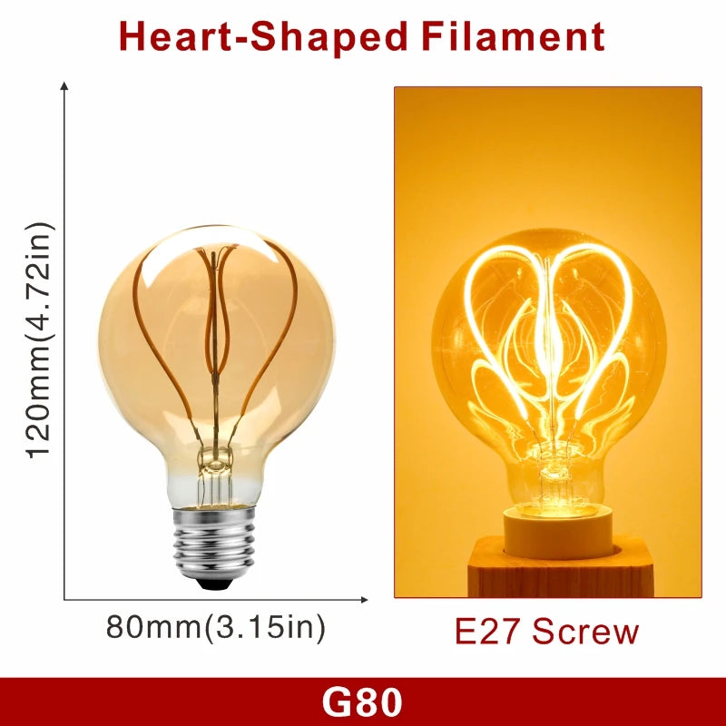 E14 E27 Retro LED Spiral Filament Light Bulb 4W Warm Yellow 220V C35 A60 T45 ST64 T185 T225 G80 G95 G125 Vintage Edison Lamp