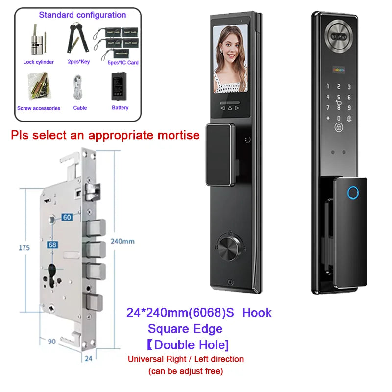 Wifi Tuya APP 3D Face Recognition Smart Door Lock With Camera Video Call Voice Intercom Digital Door Lock Automatic Door Lock