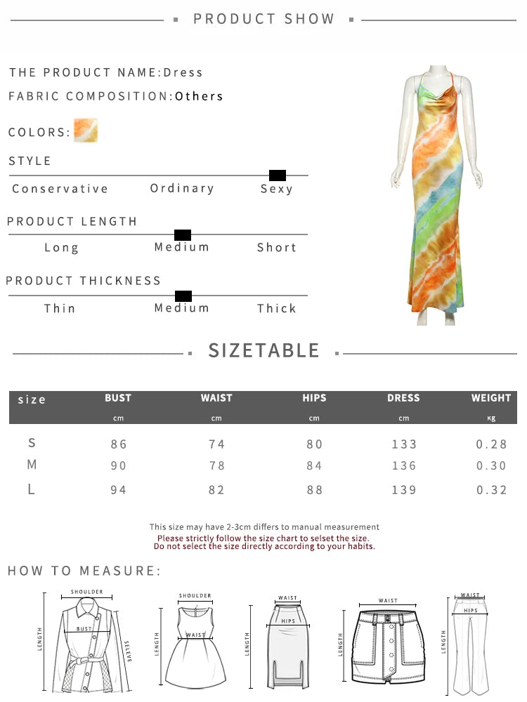 Weird Puss Colorful Fashion Maxi Dress Women Swing Collar Metal Chain Backless Vacation Trend Beach Party Style Elegant Vestidos