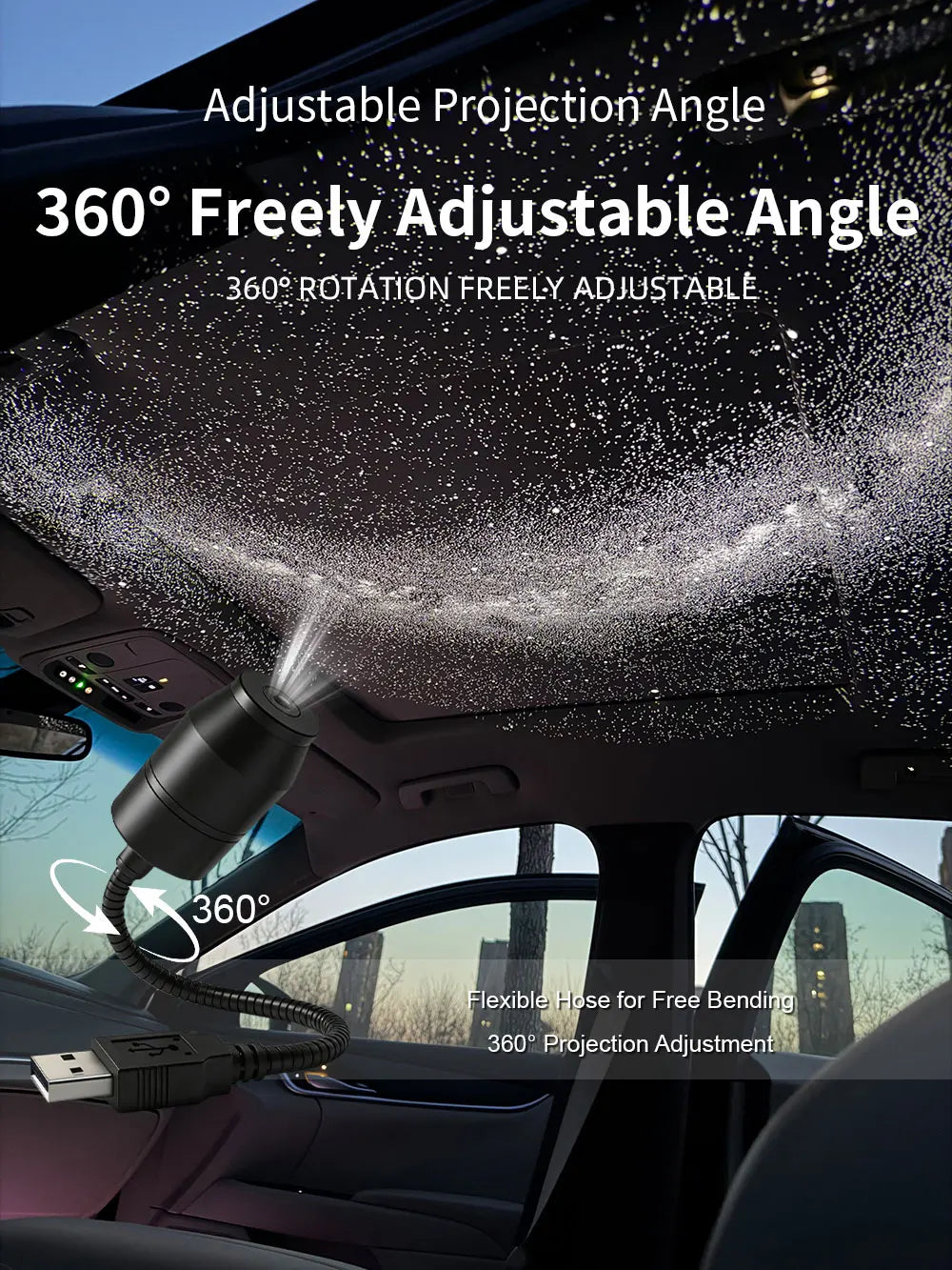 Car Interior Light Roof Star Light USB LED Starry Atmosphere Projector Decoration Night Party Decor Romantic Saturn Galaxy Light