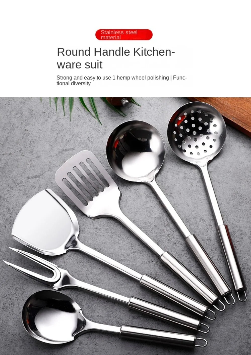 Durable Stainless Steel Wok Spatula Long Handle Kitchen Gadgets Kitchen Cooking Utensil Set Slotted Turner Cooking Tools