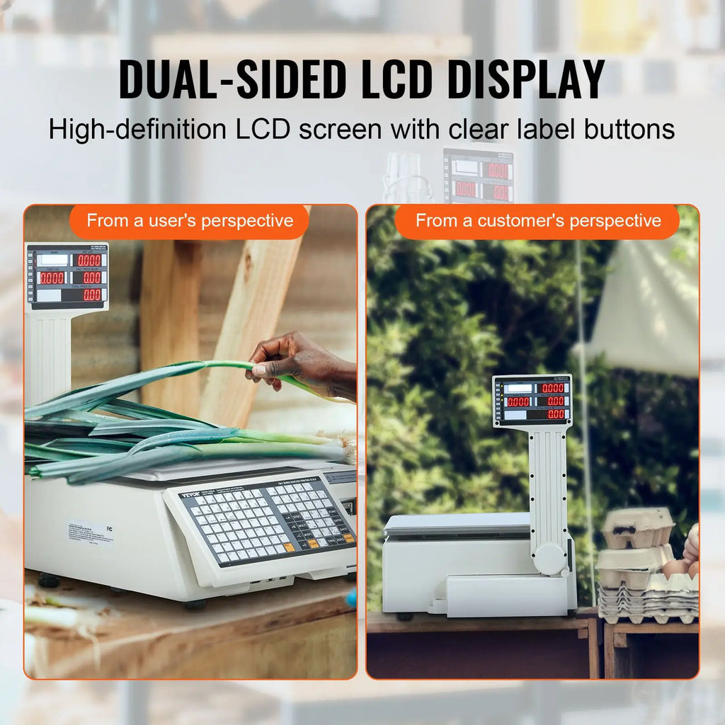 Electronic Price Computing Scale, 66 LB Digital Deli Weight Scales, LCD & LED Digital Commercial Food Fruit Meat Produce Counting Weight, for Retail Store, Kitchen, Restaurant Market, and Farmer