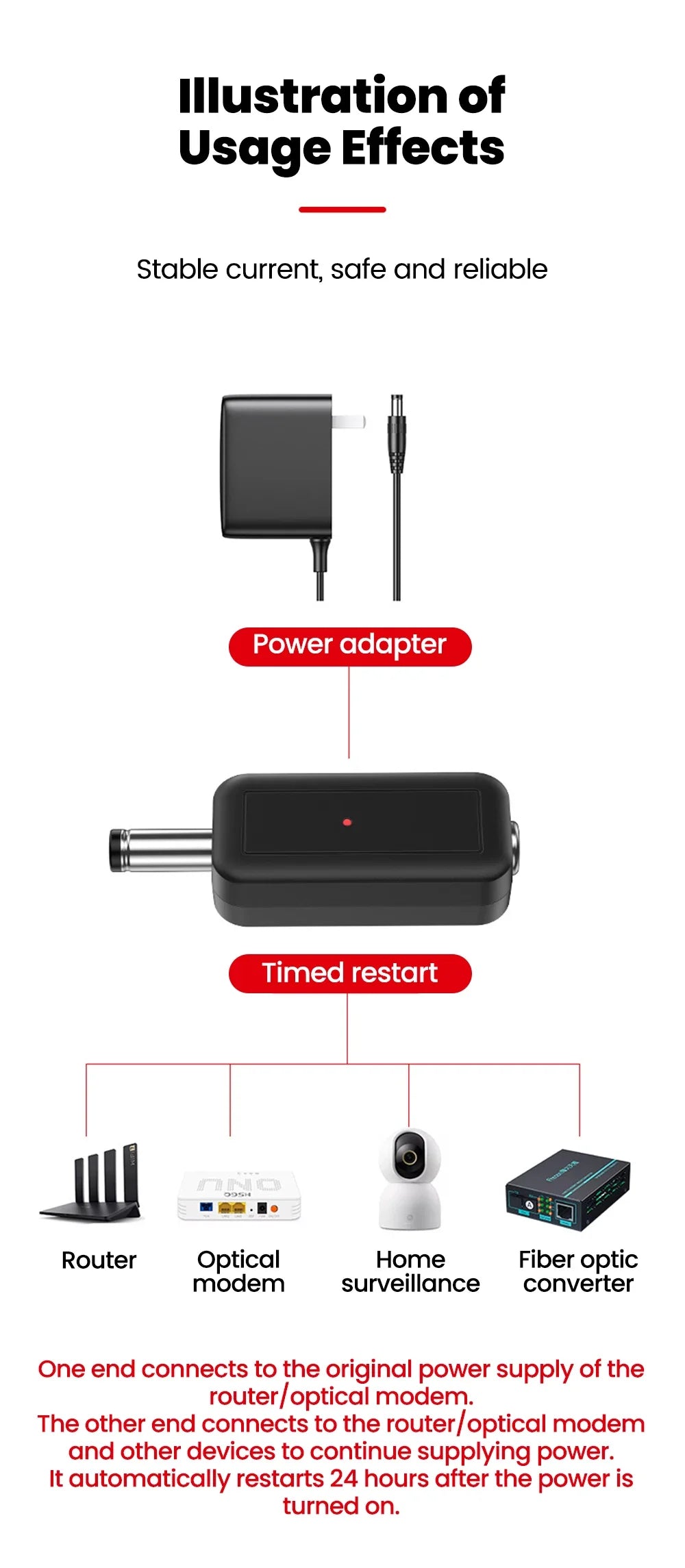 DC WiFi Auto Reboot Router Router 24H Automatic Power Off Reset Tool 5.5x2.1mm Restart Control Line 5V-24V