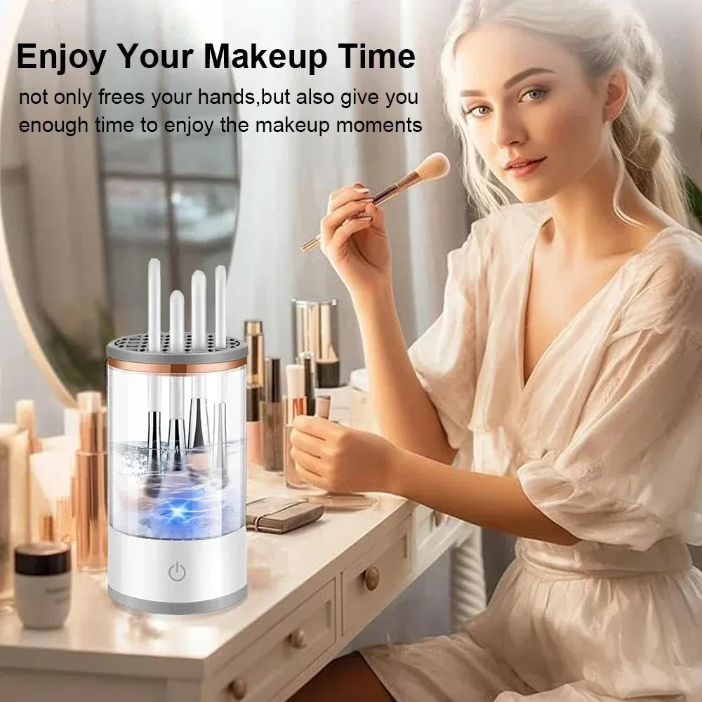 Makeup Brush Washer and Dryer USB Powered Odorless Battery-Free Plug and Play Makeup Cleaner Essential Beauty Accessory