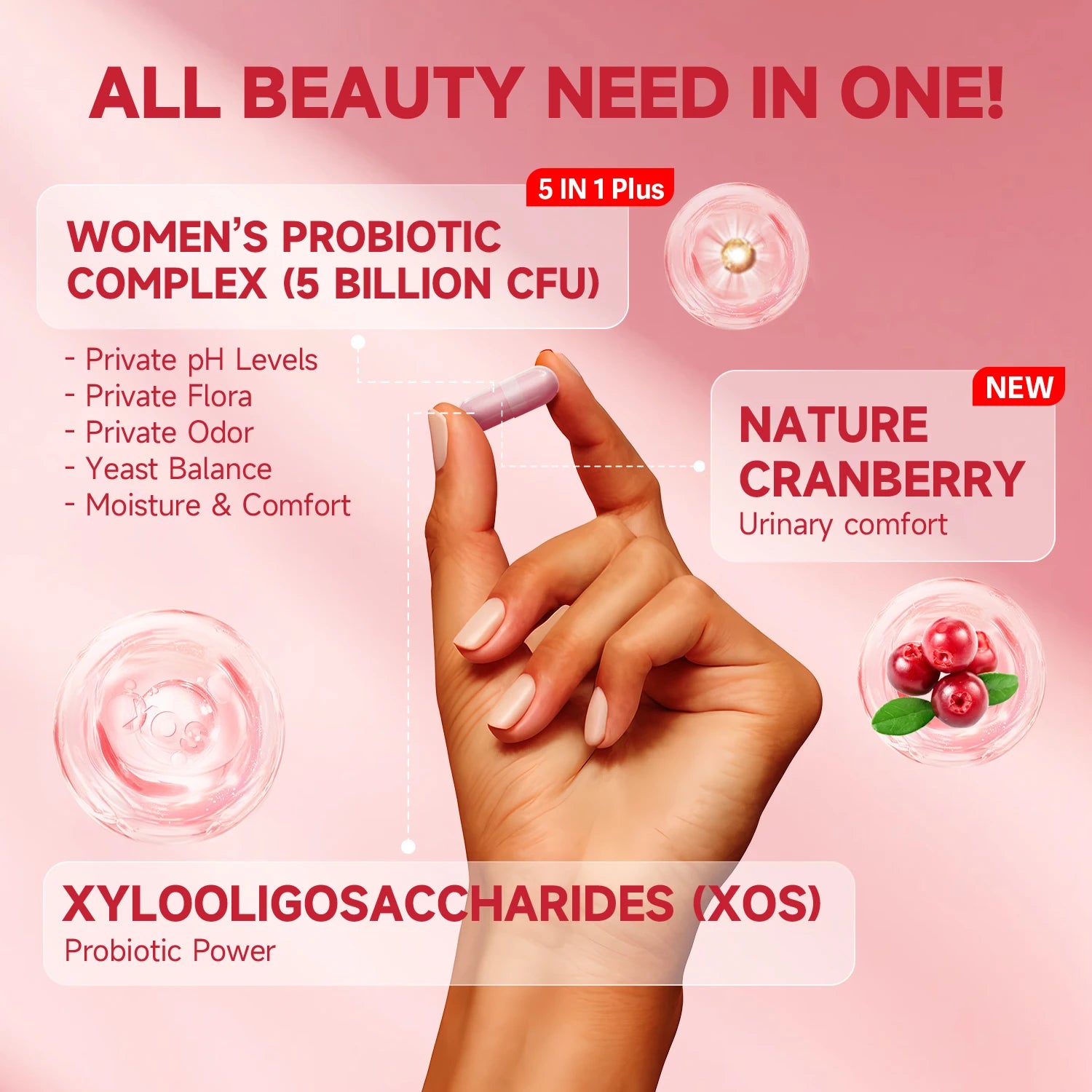 Probiotics for Women PH Balance with Prebiotics and Lactobacillus Probiotic Blend - Promote Healthy Odor and Flora
