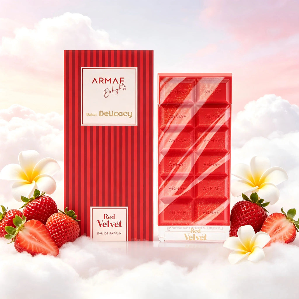 Armaf Parfums Red Velvet Unisex EDP70ml Gourmand Vanilla Fragrance with Lemon Oil Strawberry Whipped Sugar Frangipani Vanilla Bean Musk Amber