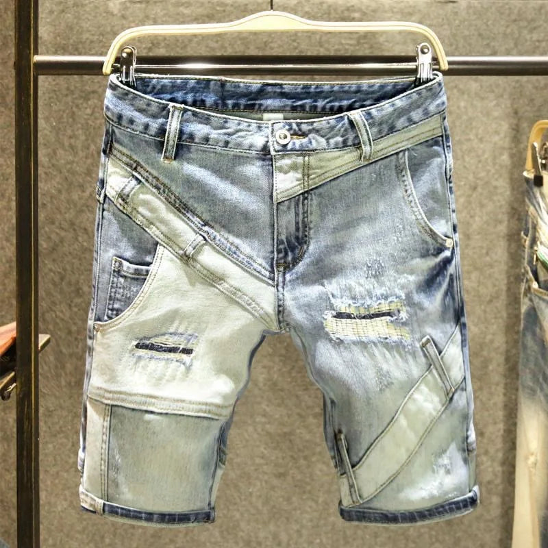 Summer New Fashion Trend Straight Leg American Retro Jeans Men's Casual Loose Sports Plus Large Size High-Quality Denim Shorts