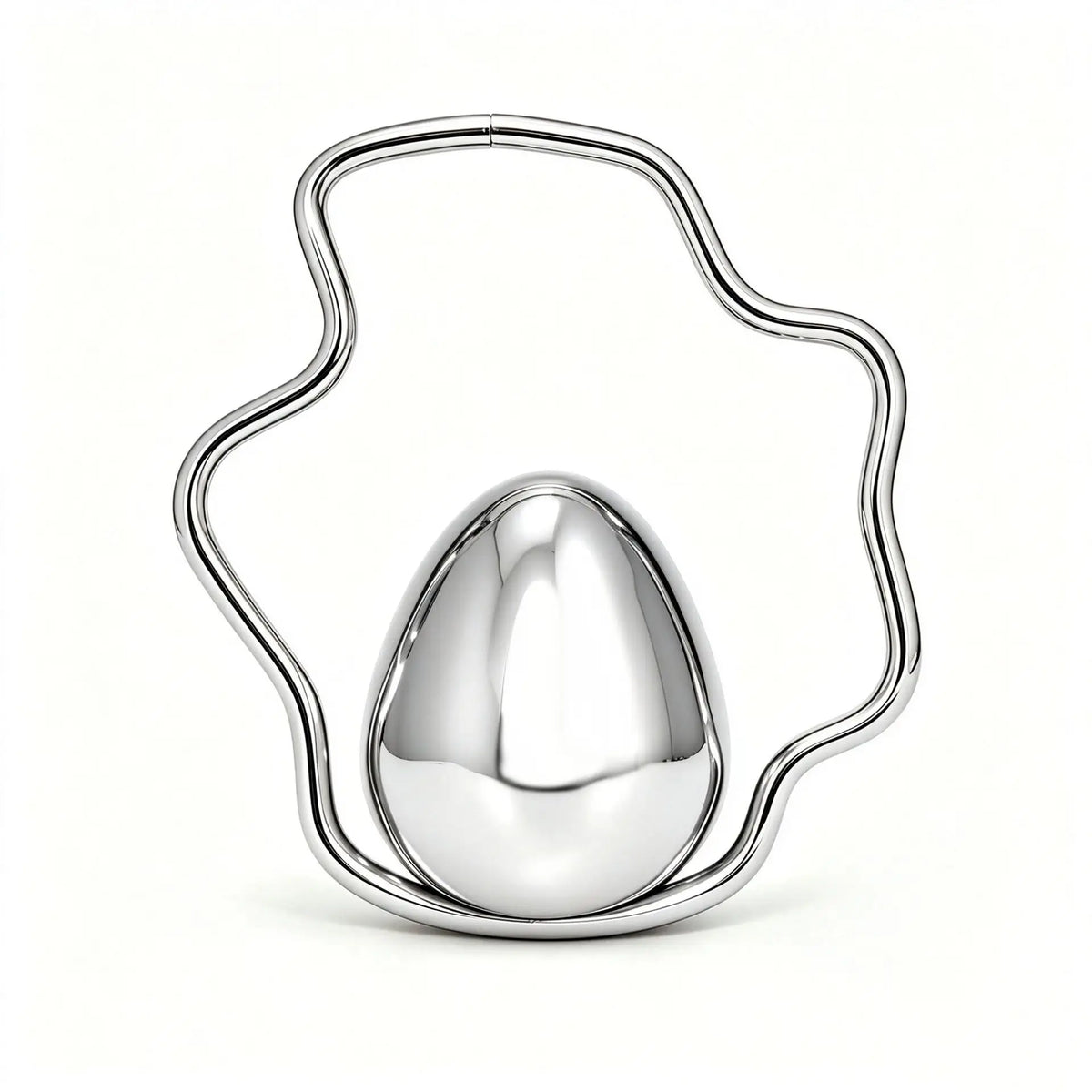 Egg Shape Acrylic Iron Box Handbag,Women Irregular Metal Frame Evening Bag,Luxury Wedding Elegant Party White Clutch Purse