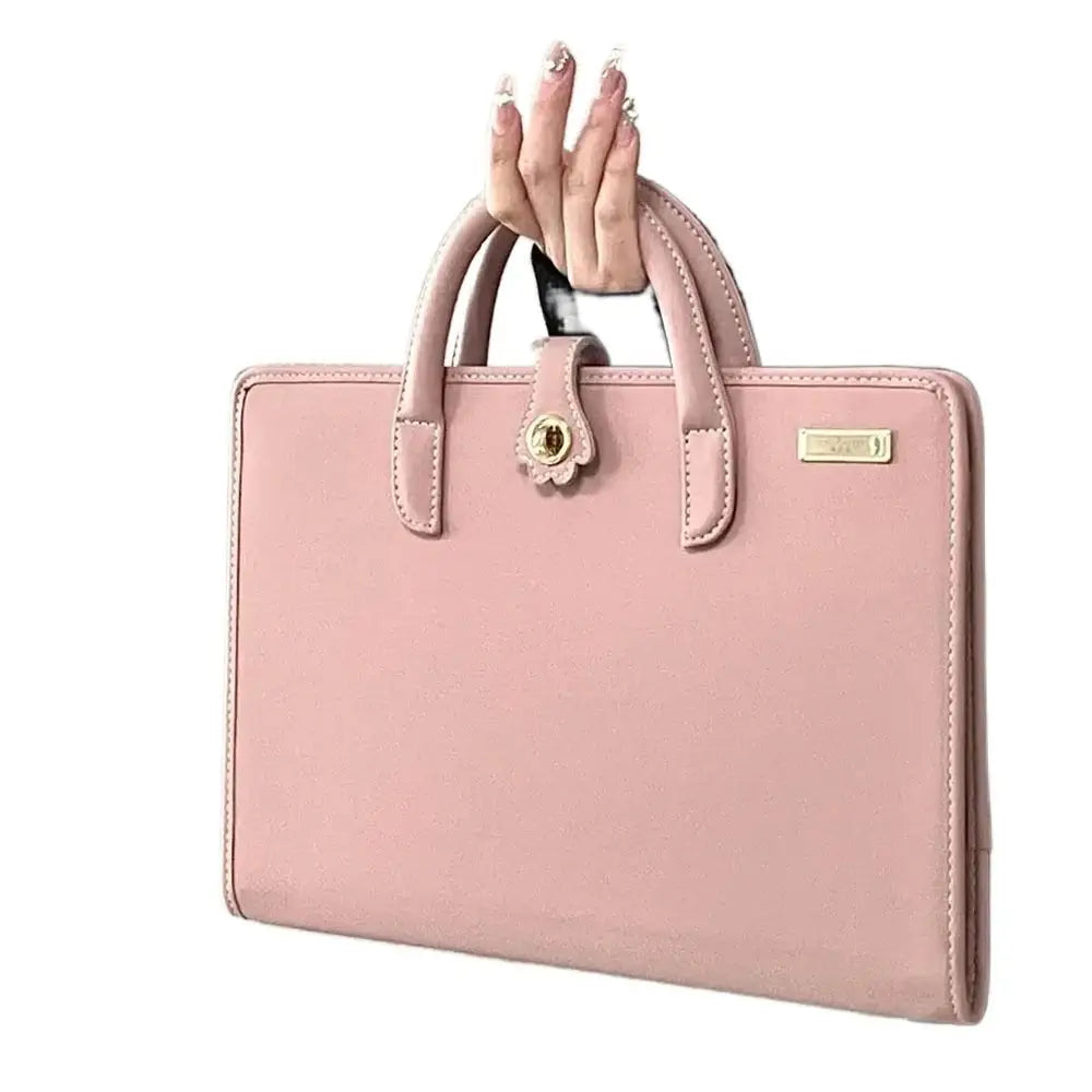 Laptop Handbag Pink Laptop Bag PU Fashion Laptop Sleeve Breathable Top-Handle Computer Protective Case for Girl