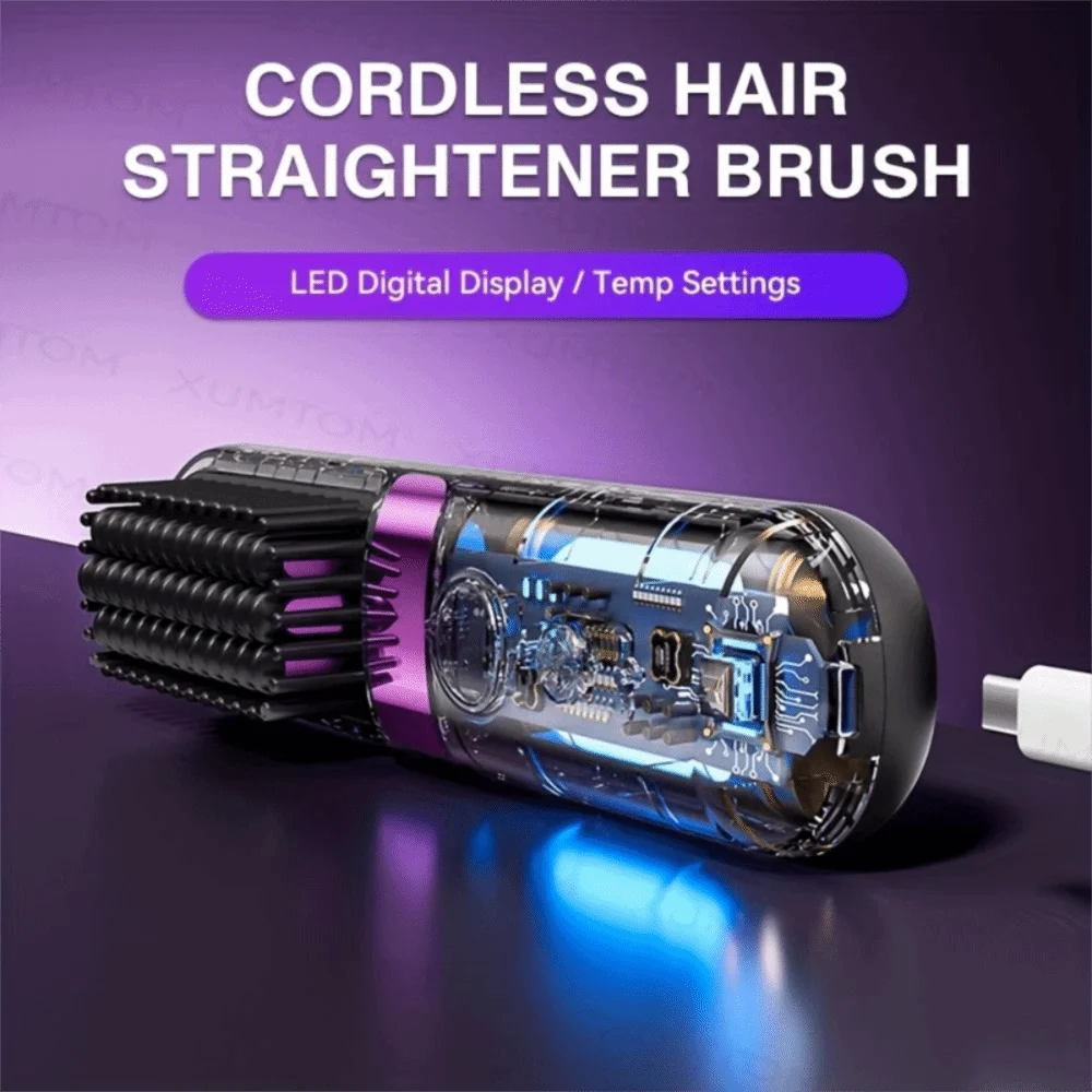 Plastic Material Hair Straightening Comb 4-Speed Temperature Adjustment Multifunctional Design Straightening And Curling Tool