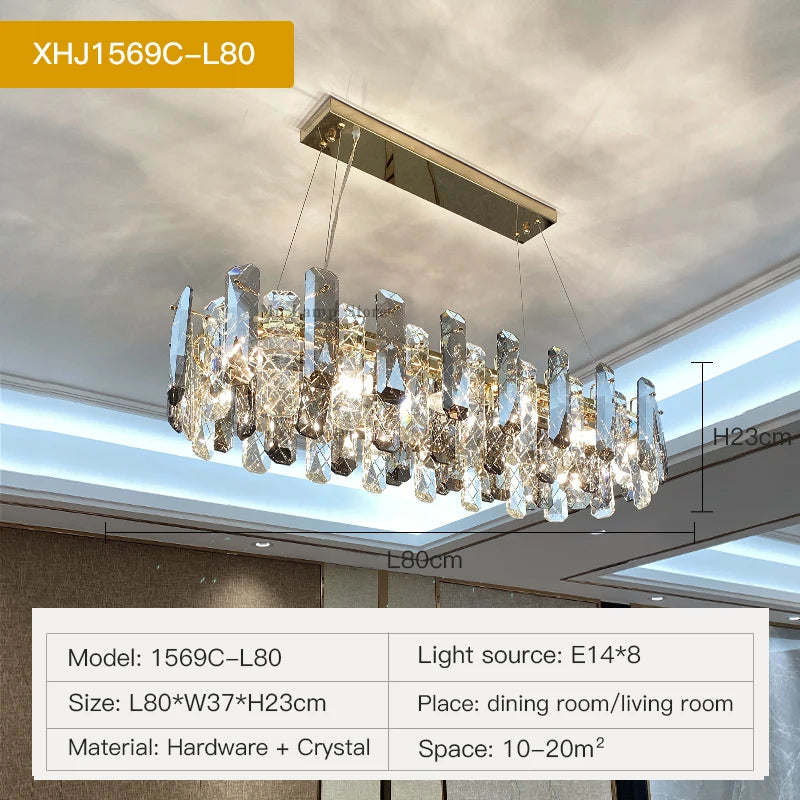 Postmodern Light Luxury LED Crystal Chandelier Atmosphere Dining Room High-end Home Bedroom Kitchen Living Room Pendant Lights