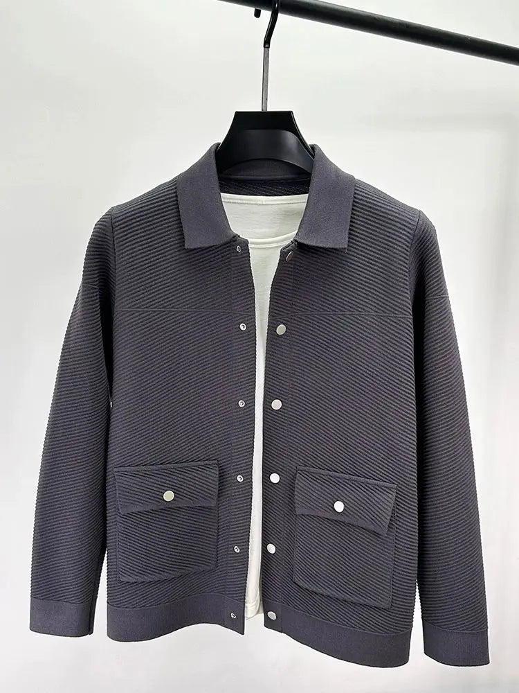 High quality luxury lapel cardigan jacket men autumn new trend Korean casual solid color single breasted knitted sweater coat