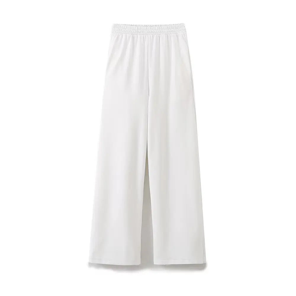 HH 2024 Women's Solid Casual T Shirts Pant Set Short Sleeves O-Neck T-Shirt Top+Lace-up Loose Side Pockets Straight Pant