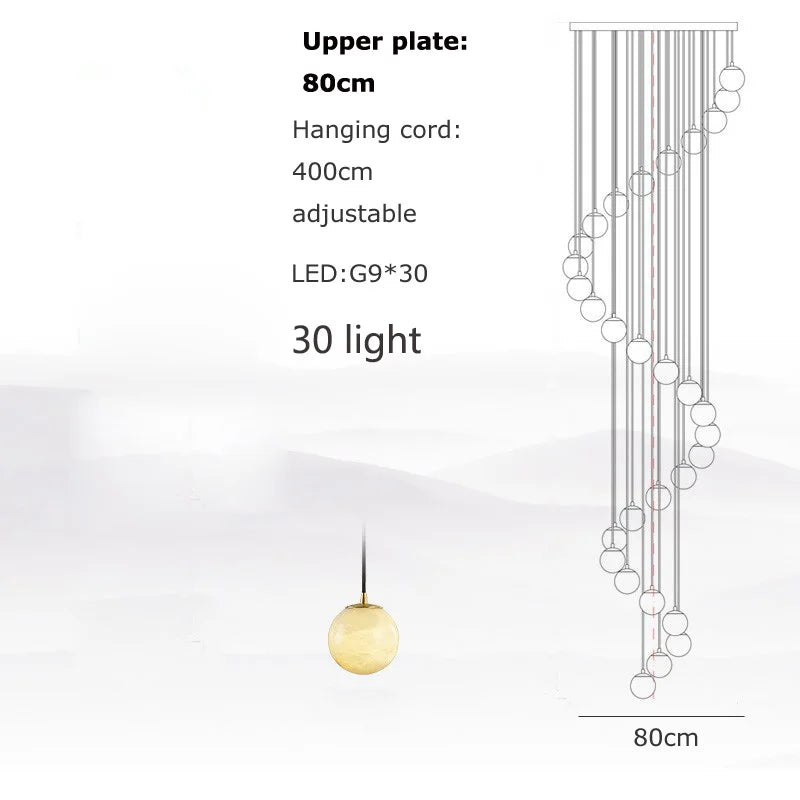 2026 New Modern Staircase Decor Lighting Luxury Marble Chandeliers Duplex Villa Loft Dining Room Hall Living Room Pendant Lights
