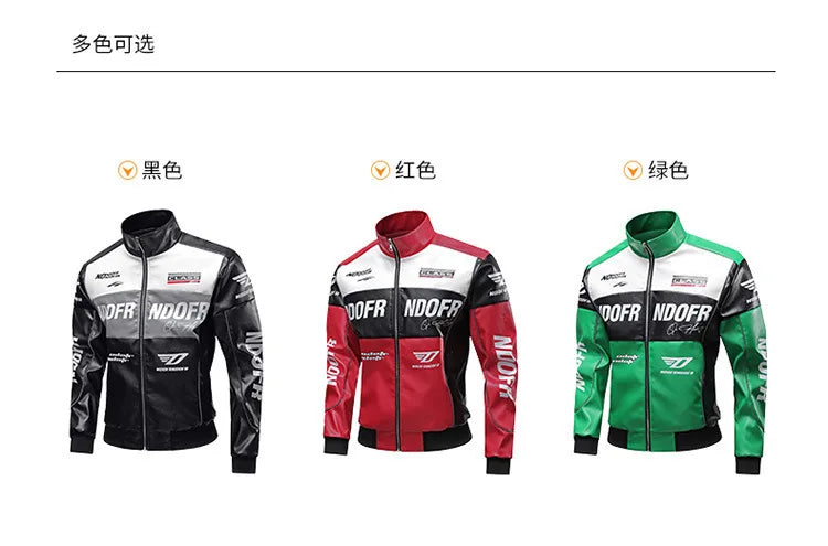 New Motorcycle PU Leather Bomber Jacket Japanese Loose Fashion Flight Jacket Large Size Men's Printed Faux Leather