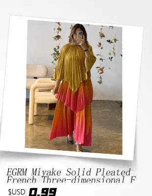EGRM Pleated Party Dress Women's High Quality Beaded Color Block Long Sleeve Loose Fit Flared Maxi Evening Dresses 9R5303