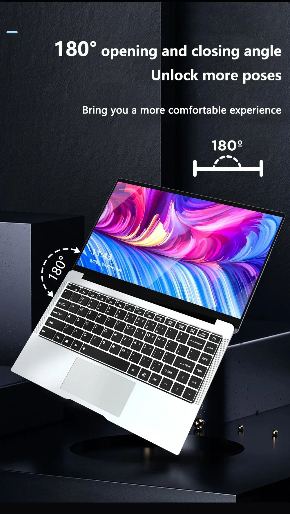 2026 Portable Laptop Computer Intel Atom A3950 Notebook PC 12GB RAM 512GB 1TB M.2 SSD Windows 11 Pro 14.1" Office Study Computer
