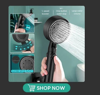 12.5cm Big Panel Shower Head,High Pressure Rainfall Shower Set Water Saving Shower,5 Modes Adjustable Shower Head Bathroom Tools