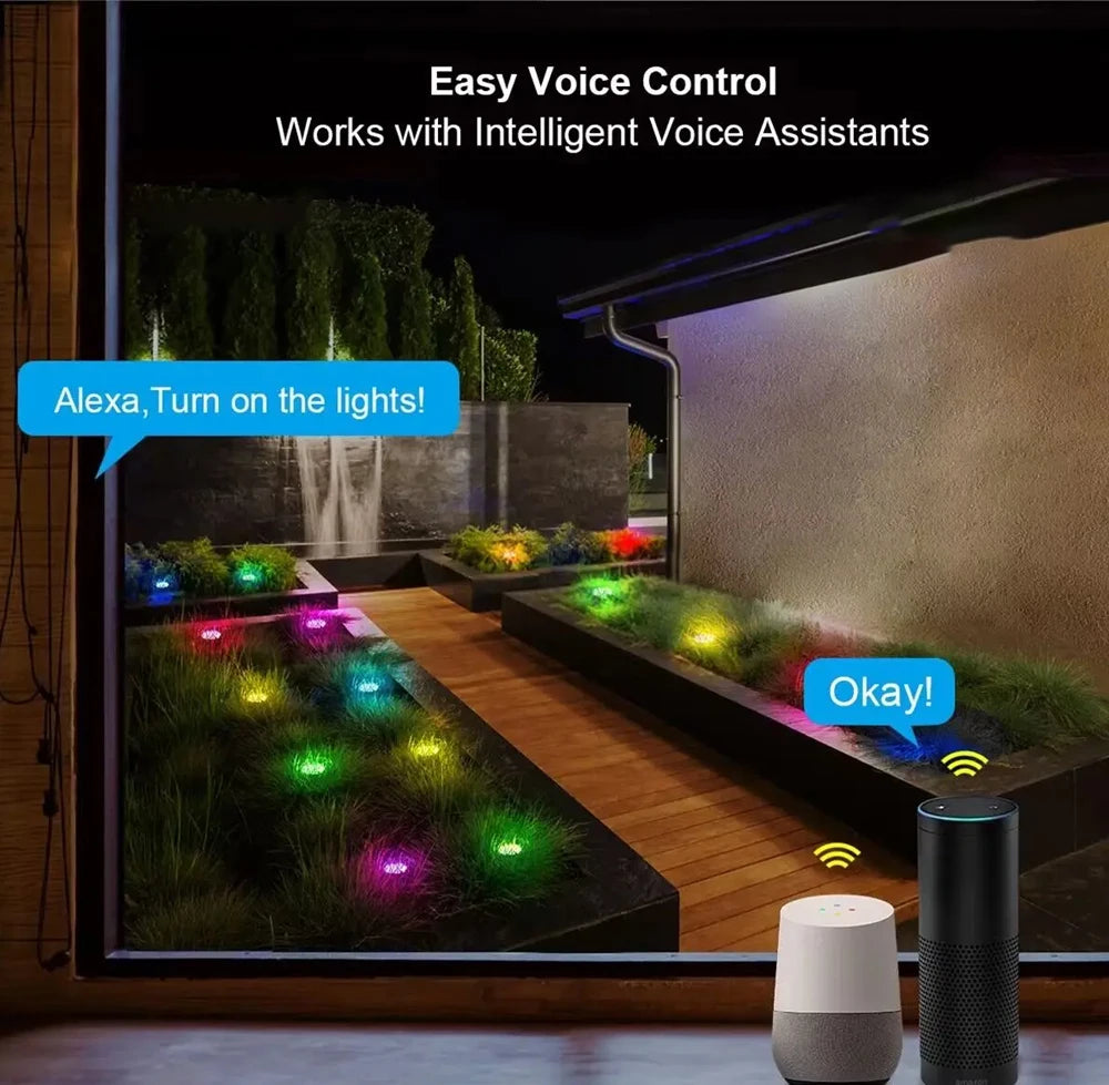 Wiscolor Smart Wifi RGB Lawn Light 30M 30Bulbs IP65 Outdoor Ground LED Light APP Control for Garden Lawn Courtyard