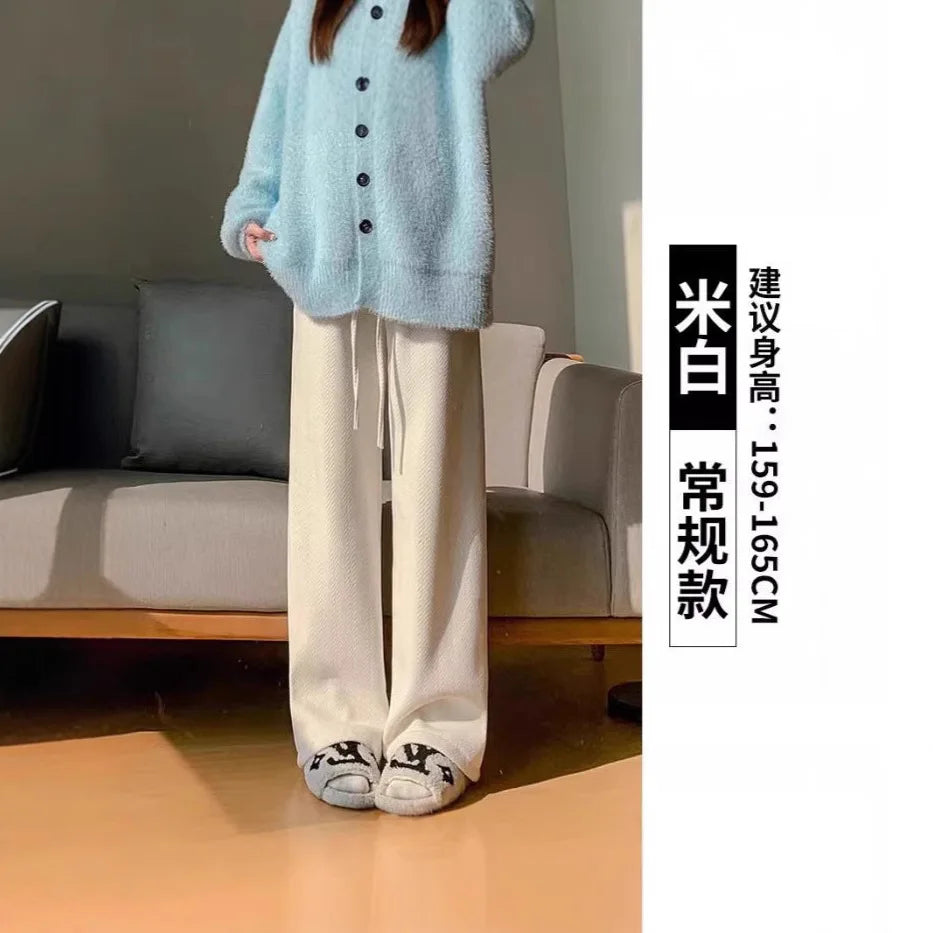 New Slim and Loose Straight for Women's High Waist Casual Pants