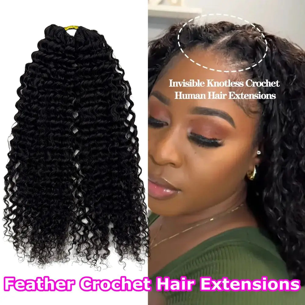 Deep Curly Crochet Human Hair Knotless Pre-Separated Crochet Hair Extensions 100% Human Hair Full Head Brazilian Hair For Women