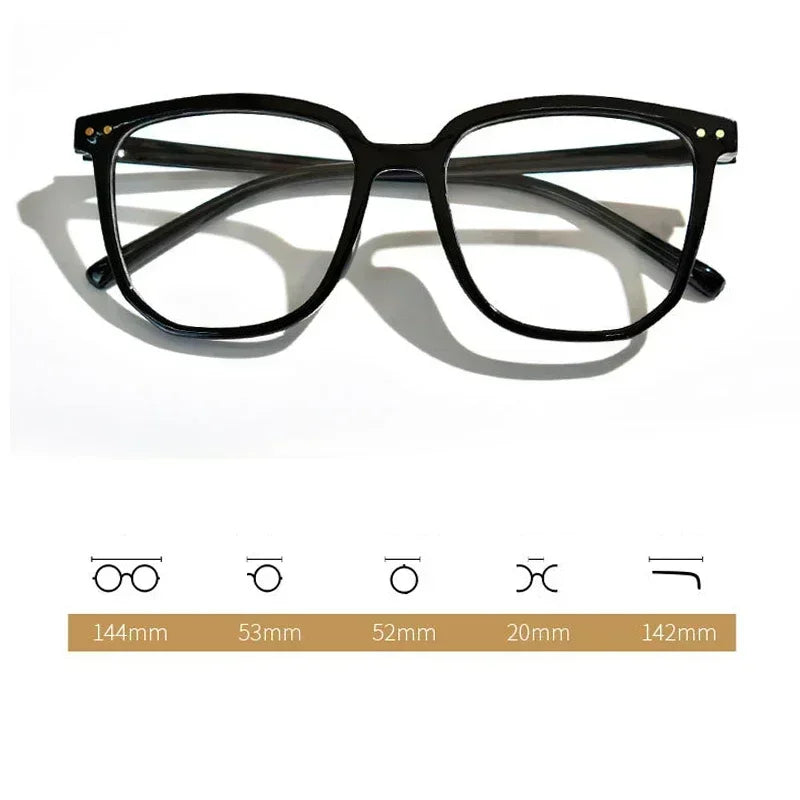 Anti Blue Light Presbyopia Eyeglasses Vintage Trend Oversized Square Hyperopia Eyewear Finished Prescription Reading Glasses