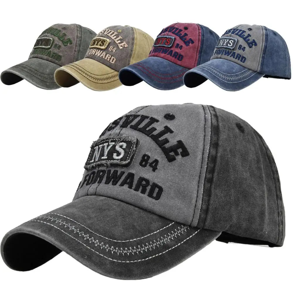 Fashion Hip Hop NYS Patch Embroidery Baseball Caps Adjustable Frayed Denim Sunscreen Hats Vintage Snapback Dad Hat for Men Women