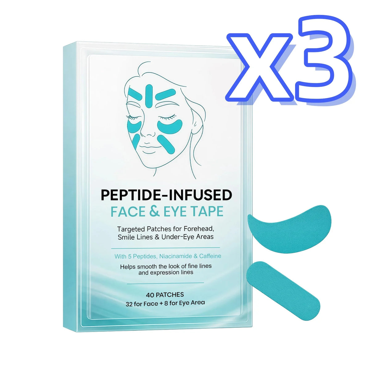 Peptide-Infused Face & Eye Tape Wrinkle Removal Sticker Smooth Forehead Smile Lines Wrinkles Peptide Facial Tape Skin Care Tools