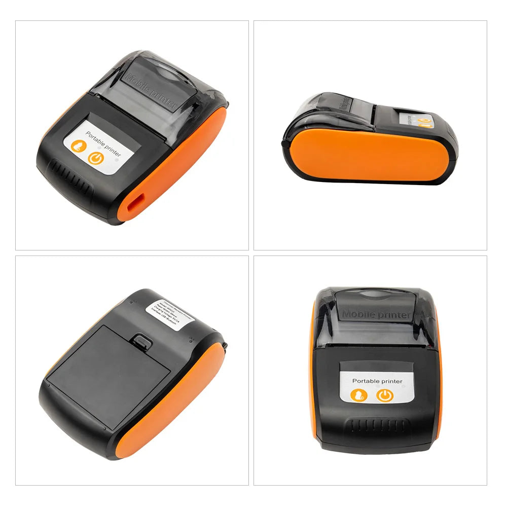 Receipt Printer 58mm Mini Thermal Printing Wireless BT USB Mobile Printer with 2 Inch Thermal Paper Roll for Android/iOS/Windows