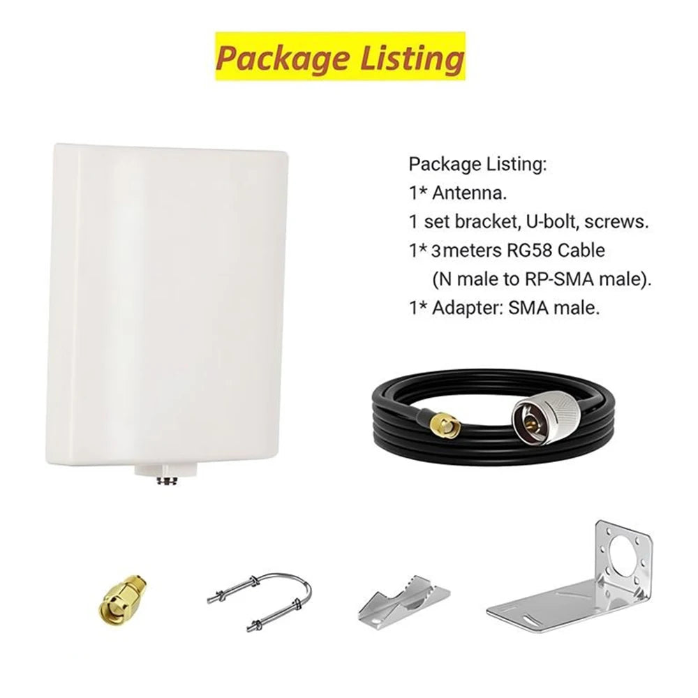 WiFi Antenna Outdoor Long Range,Directional,Dual Band WiFi Pane 2.4GHz 5.8GHz 5GHz,15dBi,for WiFi Router,AP,3meter Cable,RP-SMA