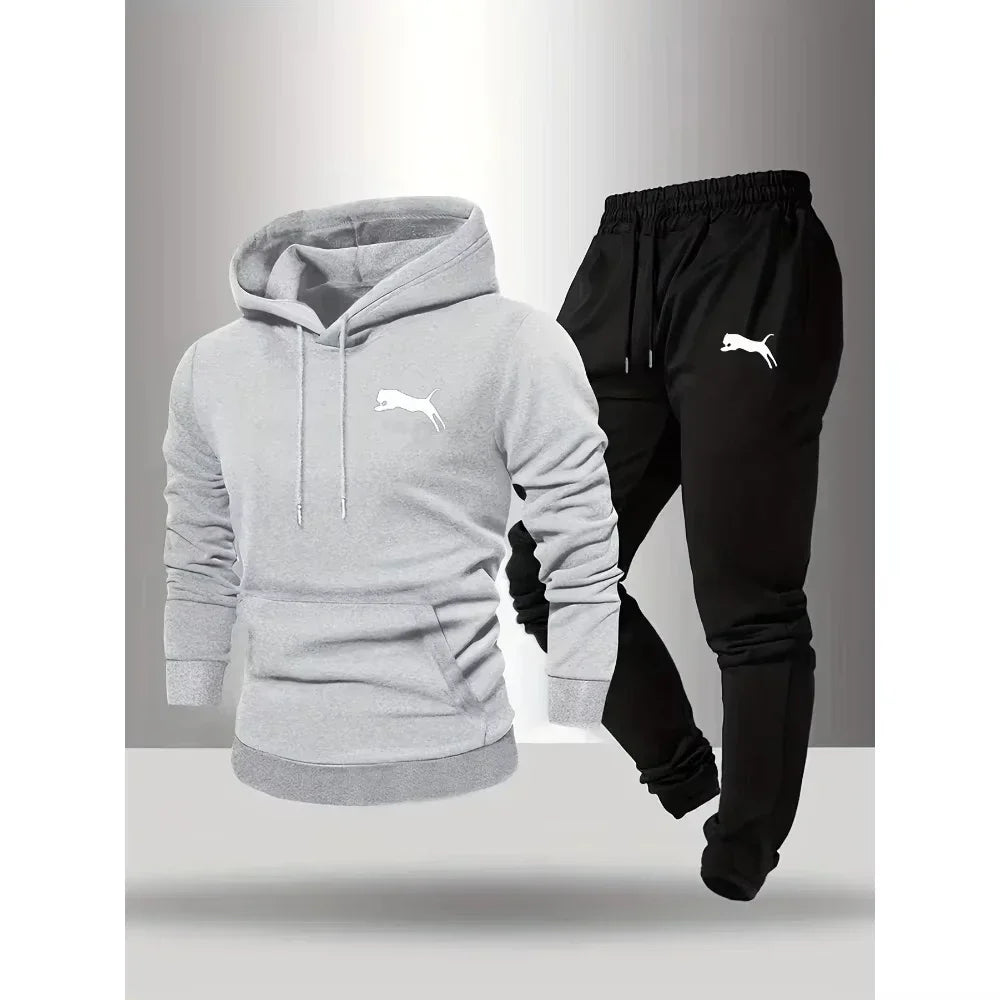 Men's Hoodie and Pants Set Casual Tracksuit Sportswear Jogging Clothing 2 Piece Set Warm Clothing