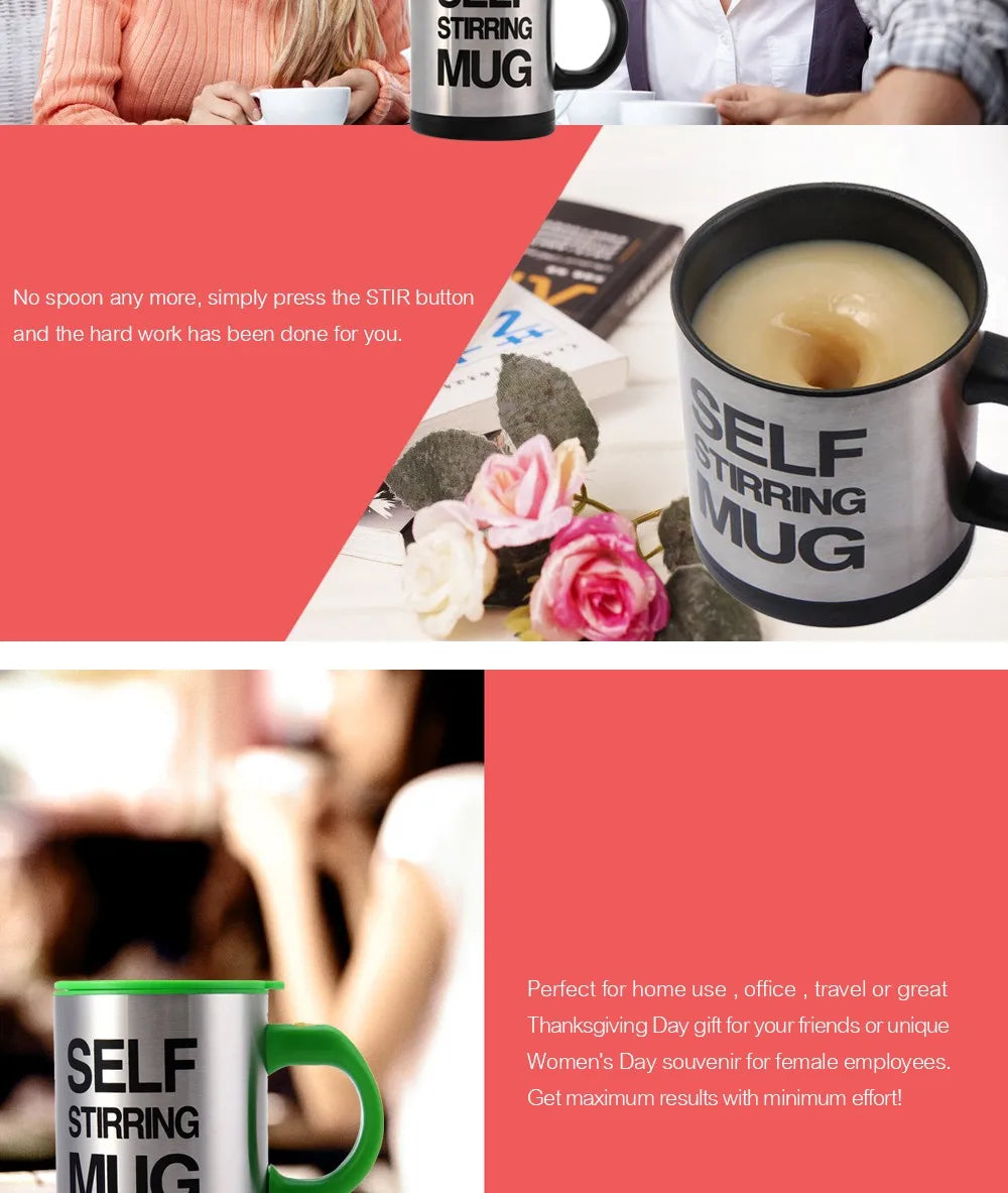 450ML Automatic Stirring Electric Mixing Cup Coffee Milk Self Stirring Mug Stainless Steel Thermal Smart Double Insulated Cup