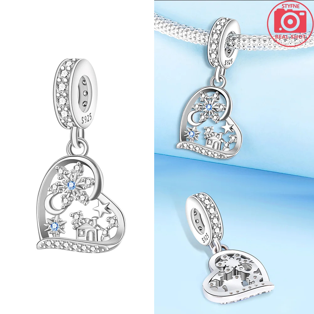 925 Sterling Silver Pink Zircon Love Beads Charms Fit Bracelet Women Jewelry Diy Anniversary Gift Delicate Accessories Bag Charm