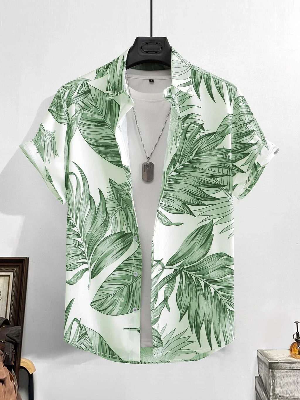 Leaf Tropical Men's Resort Hawaiian 3D Print Shirts Outdoor Vacation Beach Summer Turndown Short Sleeve Spandex Hawaii Shirts
