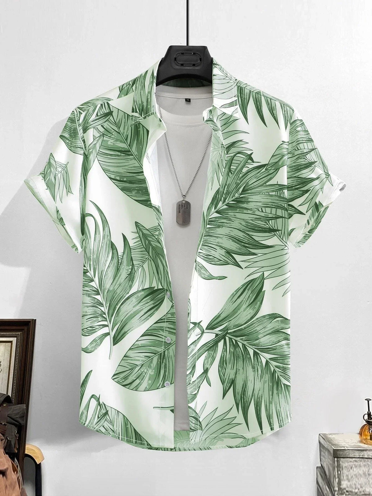 Leaf Tropical Men's Resort Hawaiian 3D Print Shirts Outdoor Vacation Beach Summer Turndown Short Sleeve Spandex Hawaii Shirts