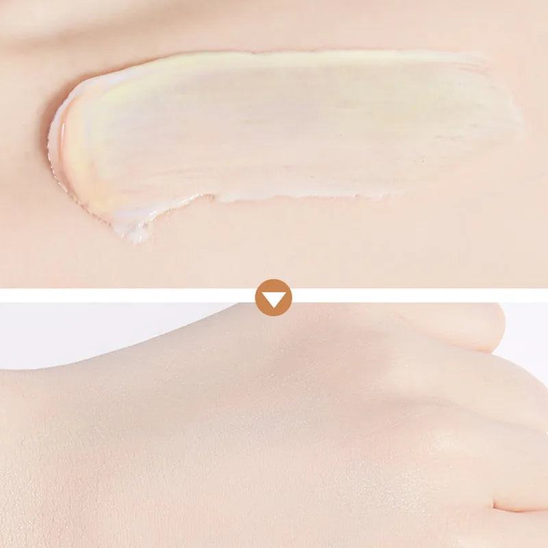 40g Face Makeup Primer Tri-color Cream Brighten Contour Color Isolation Waterproof Makeup Foundation Natural Makeup Base Cream